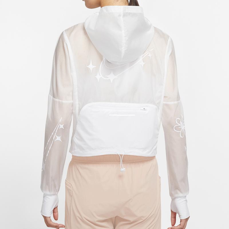Nike Куртка с капюшоном и принтом логотипа. Женская верхняя одежда, белая CW1562-100.