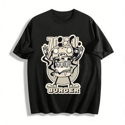 Графическая футболка Zombie Burger Уличный стиль Свободная Повседневная Унисекс С коротким рукавом Модный топ Футболка из чистого хлопка