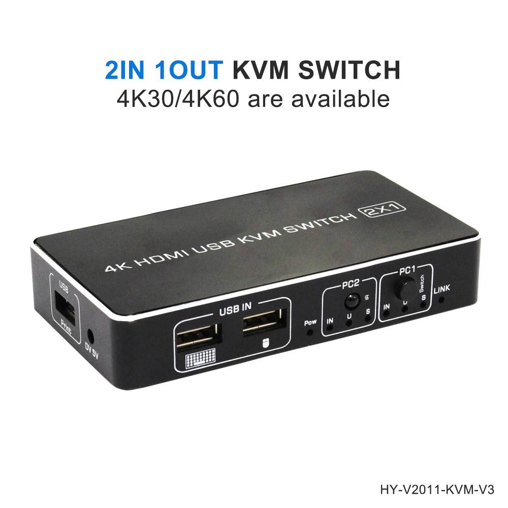 Verified Factory 4x1 2x1 8K HDMI KVM Switch 4K60 4K30 2 Port 4 Port HDMI KVM Selector Switcher PC Extended Display