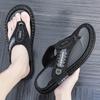 Flip Flops Men Shoes Outdoor PU Leather Flat Shoes Summer Beach Holiday Shoes Size 38-44 Outdoor Breathable Casual Shoes