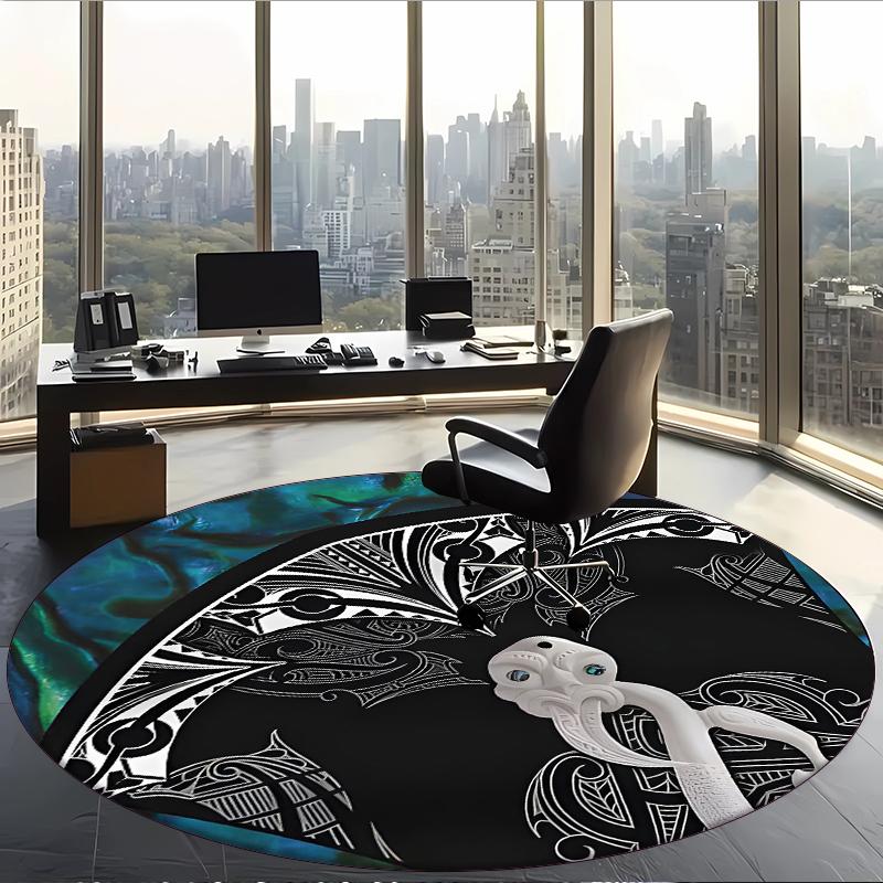 New Zealand Pāua (1) Round Office Rug Decorative Floor Rug for Office Bedroom Living Room and Home Space
