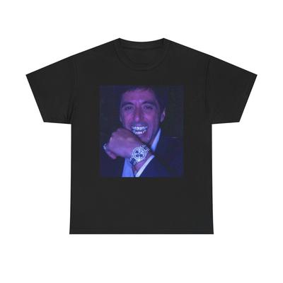 Scarface Iced Out Забавная графическая футболка Унисекс Тяжелая хлопковая футболка