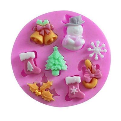 3D Рождественская елка Колокольчик Силиконовая Снежинка Снеговик Торт Конфеты Форма Выпекать DIY Инструмент