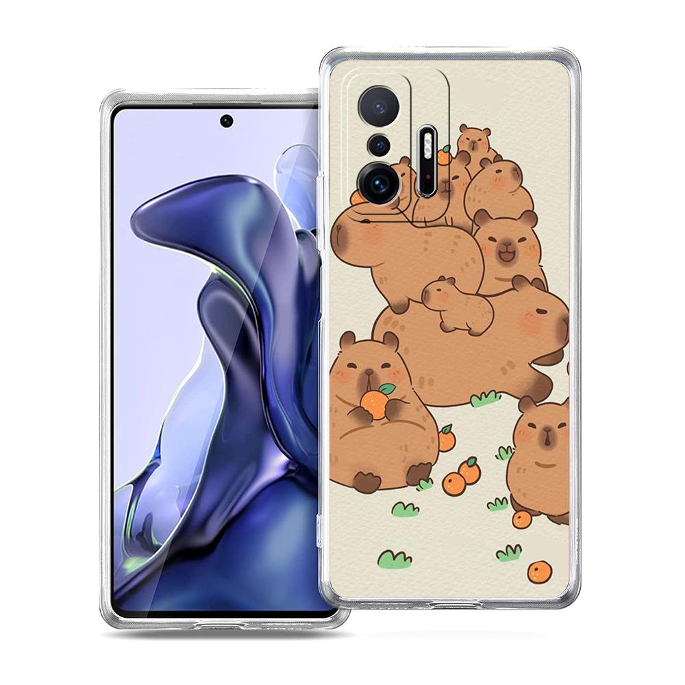 Мультяшный чехол для телефона с капибарой для Xiaomi Mi Poco F3 X3 X4 GT NFC M3 M4 11 Ultra 12 11X 11i Pro Lite 5G Мягкий прозрачный чехол