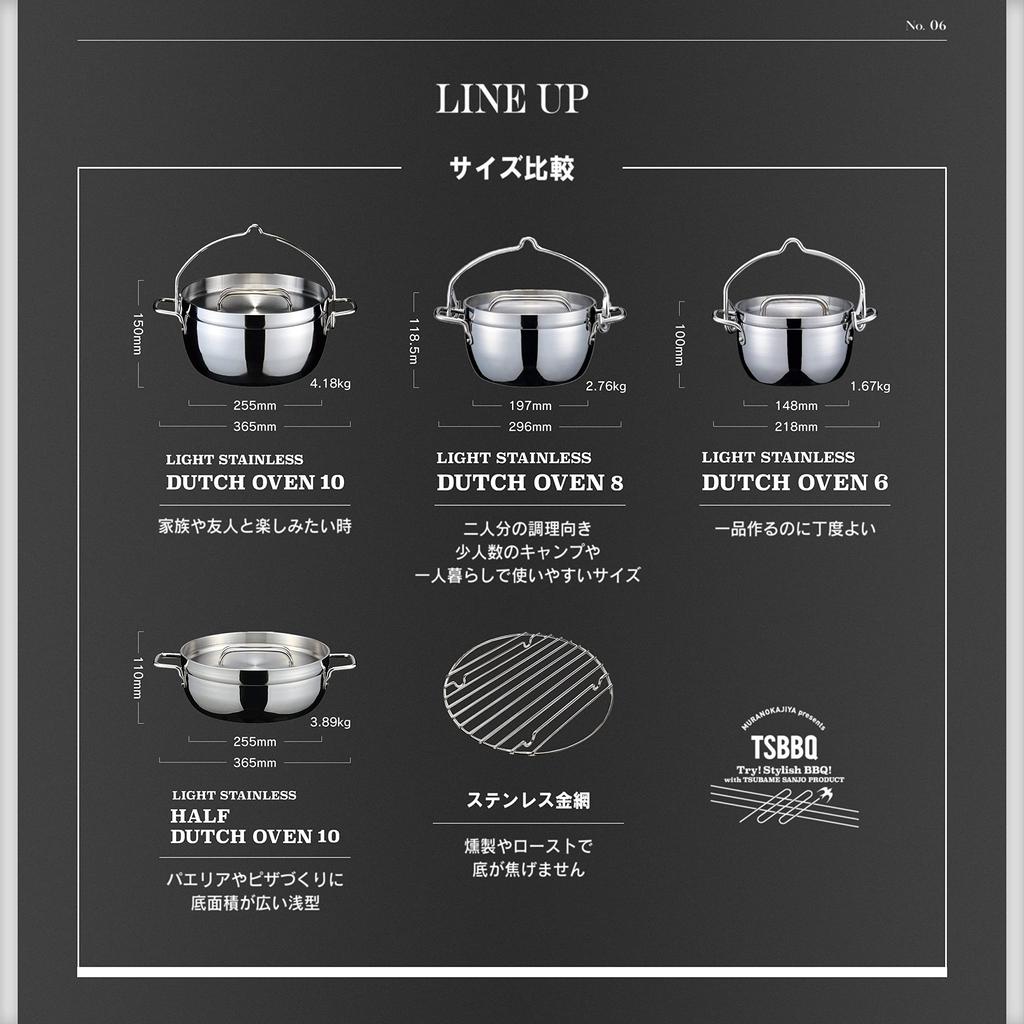 От TSBBQ Light нержавеющая сталь трехслойная голландская духовка для приготовления пищи 8 дюймов с зеркальным покрытием дна [Сделано Tsubamesanjo] (Безводный горшок) TSBBQ-006 (02.С