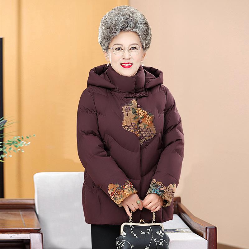 Мамина зимняя красная куртка с плюшевой подкладкой, новая хлопковая куртка с капюшоном, для среднего и пожилого возраста, год зодиака, хлопковая куртка, теплая хлопковая куртка