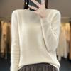 Women Knitted Sweater Round Neck Long Sleeve Ribbed Trim Pullover Sweater Solid Color Loose Hem Knitwear