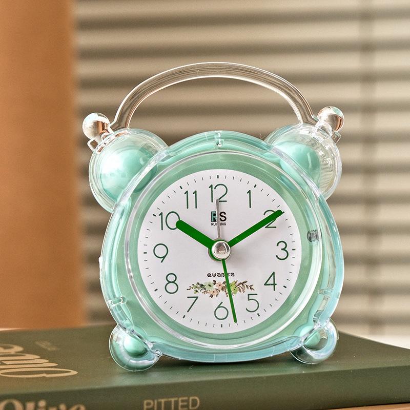 Cute Crystal Transparent Alarm Clock Children Student Creative with Night Light Bedroom Dormitory Desktop Clock