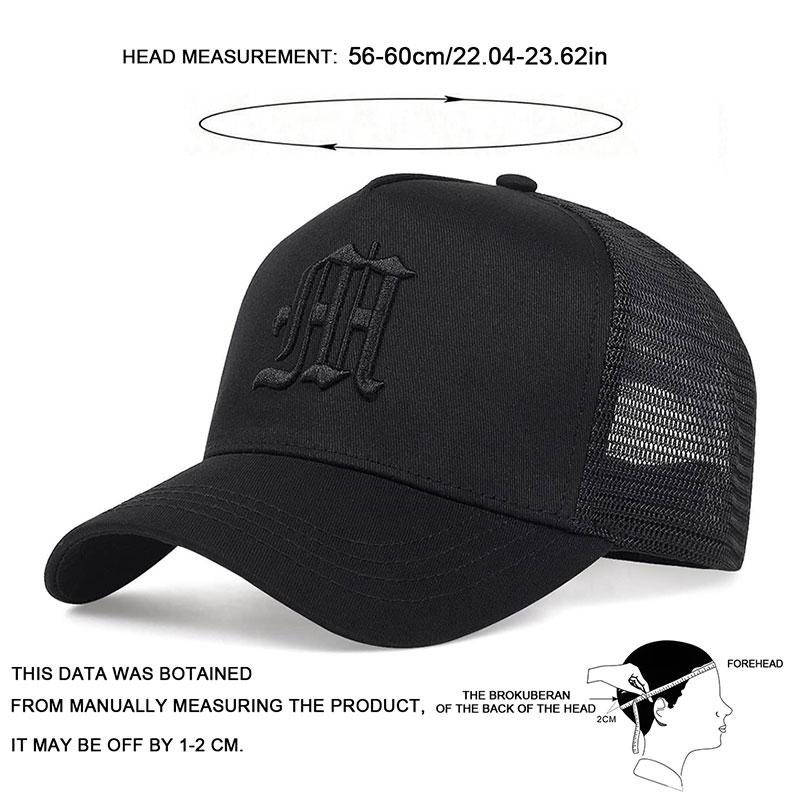 Fashion Gothic Letter M Embroidery Baseball Hat Men and Women Cotton Hats Outdoor Sun Protection Cap Breathable Mesh Caps
