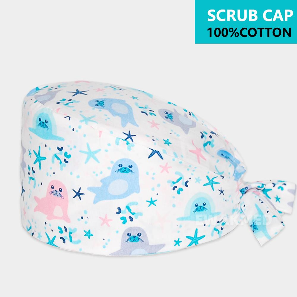 Новая мягкая кепка из хлопка, регулируемая шапка с героями мультфильмов, шапка для лабораторной работы, хирургическая шапка, аптека, аксессуары для ухода за стоматологом, шапочки-скрабы