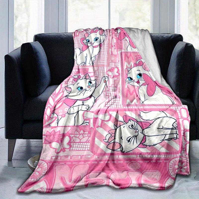 1PC Cute Marie Cartoon Cat Blanket, Seasonal Universal, Home Decoration, Throw Blanket, Cartoon Blankets, Soft Flannel Throw Blanket, Versat