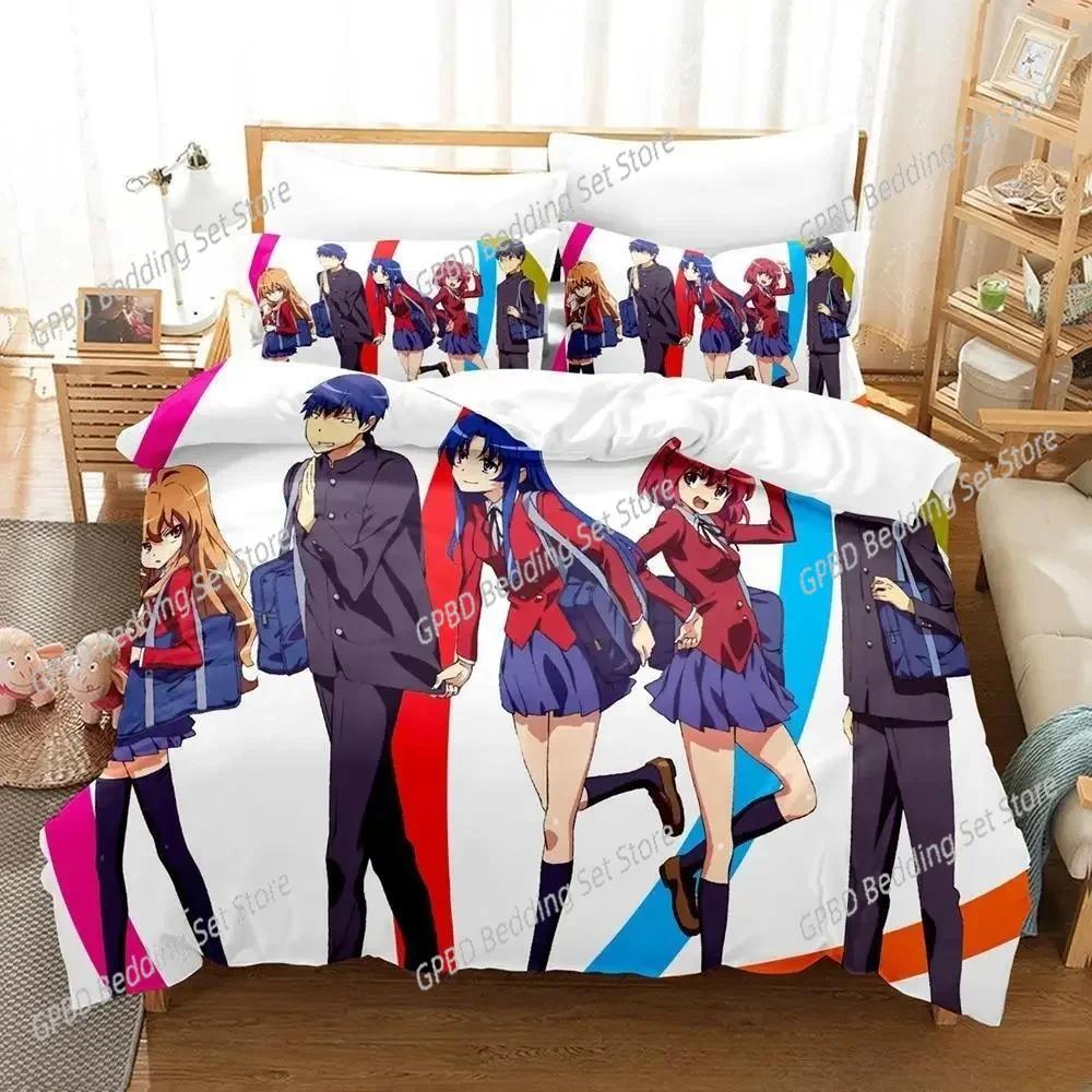Комплект постельного белья Toradora Single Twin Full Queen King Size Bed Set Adult Kids Bedroom Duvet Cover Sets 3D Print Anime Bed Set