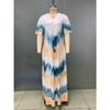 Casual Beach Maxi Tie Dye Printed Dresses Women's Spring Summer Short Sleeve V-neck Plus Size Long Dress