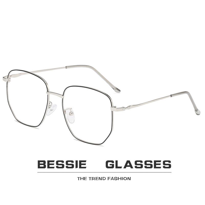 Square glasses men's irregular metal glasses frame retro large frame flat glasses women's plain face personalized glasses frame