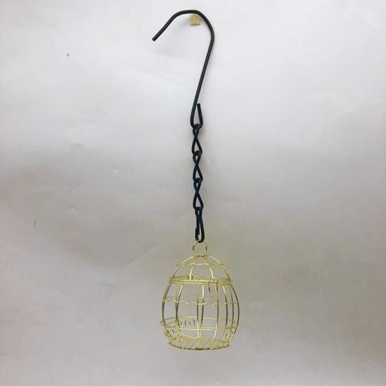 Bird Hanging Feeder with Chain Large Capacity Bite Resistant Iron Wire Cage Type Feeding