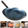 Round Bottom Thickened Blue Iron Wok Pan For Gas Stove Chinese Fry Pans Large Cooking Kitchen Dining Bar Tool Non Stick