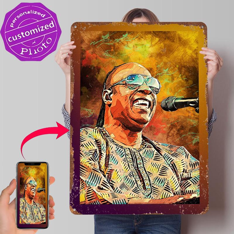 STEVIE WONDER Metal Poster Customized Wall Art Retro Vintage Metal Signs for Man Cave Decoration Bedroom Home Decorations House