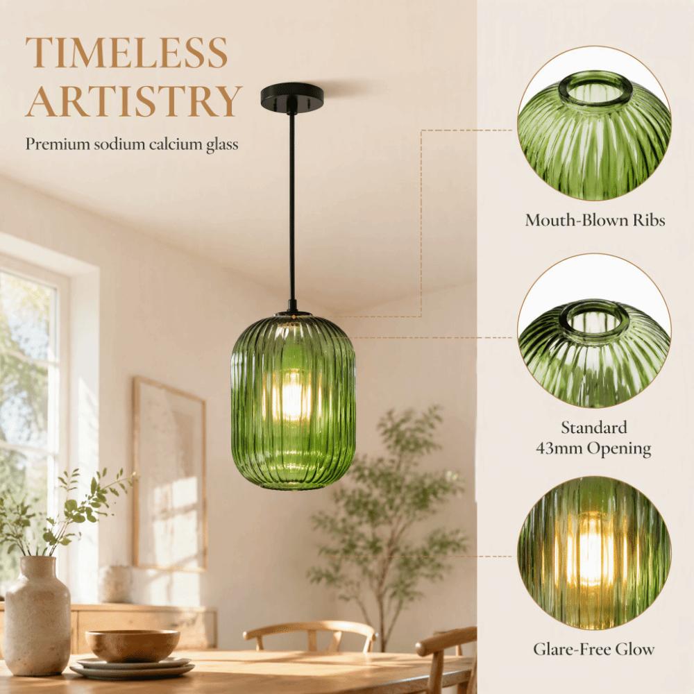 Striped Vertical Striped Lantern Shaped Decorative Cover Glass Lamp Shade Light Fixture
