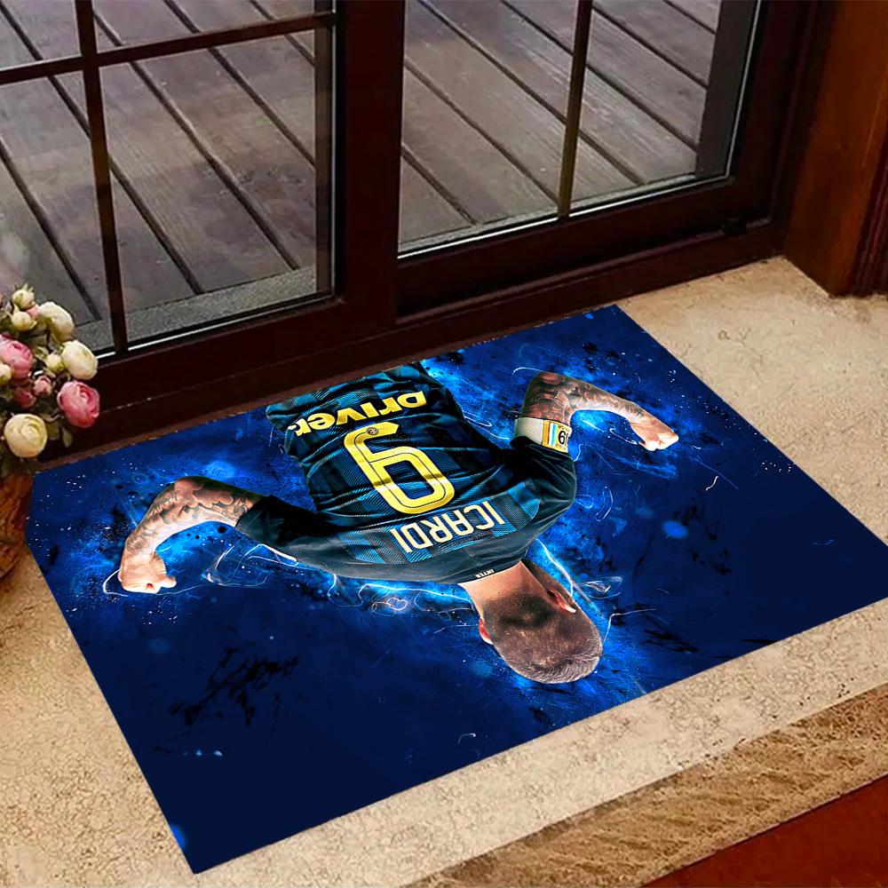 Inter Milan Player Action Area Rug Perfect for Hallway Playrooms Game Room Kitchen Antislip Carpet Office home decor Wedding Party Gift
