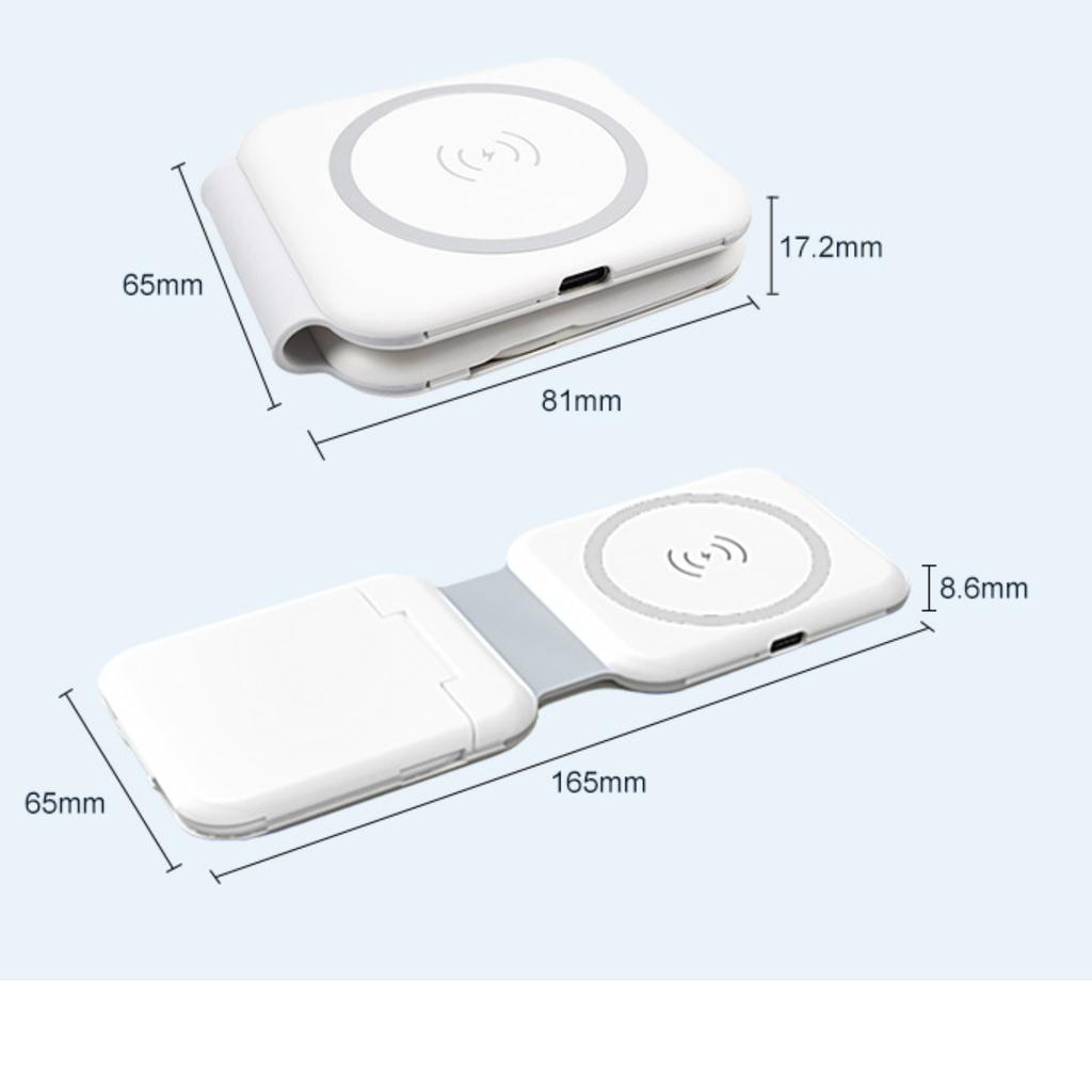 3 in 1 Magnetic Wireless Charger with Storage Drawer, 15W Foldable Charging Station