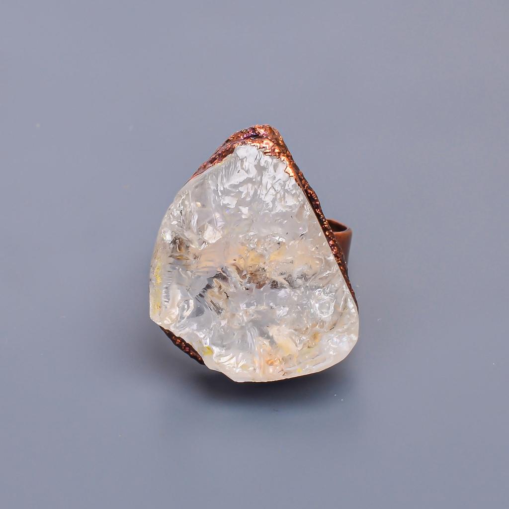 Причудливый Кристалл Необработанный Камень Медь Арт Деко Коктейльное Помолвочное Подарочное Кольцо Ювелирное Изделие V-8