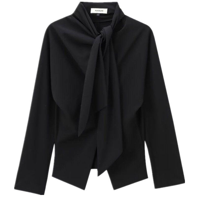 Fashion Style 2024 Fall and Winter New Women's Clothing Elegant Bowknot Decoration Poplin Long Sleeves Lapel Shirt 9024431