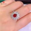 Oval Flower Shaped Rose Red Women Temperament Rings Luxury Ladies Jewelry For Party