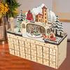Christmas Wooden Advent Calendar House with 24 Drawers, LED Home Decoration