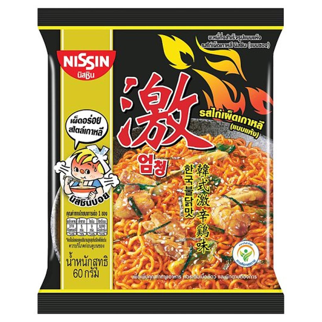 NISSIN Instant Noodles Premium Korean Hot Chilli Chicken Flavour (Dry Type) 60 G. X 5 / 10 / 15 / 20 Pcs