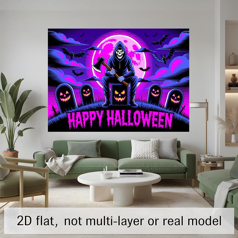 Party Backdrop Halloween Flat Banners Spooky Skeleton Pumpkin Celebrations Wedding Enthusiasts Celebration Photo Booth Front Door Decor