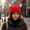 Аниме Ручная работа Шляпа в форме рогов Крючком Уютная вязаная шерстяная шапка Дышащая Мягкая Зимняя теплая шапка Ролевая игра