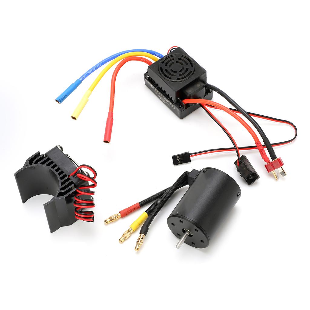 Водонепроницаемый 4-полюсный бесколлекторный двигатель 3650 3100KV, регулятор скорости 60A, комплект с радиатором для радиоуправляемой машины 110 масштаба