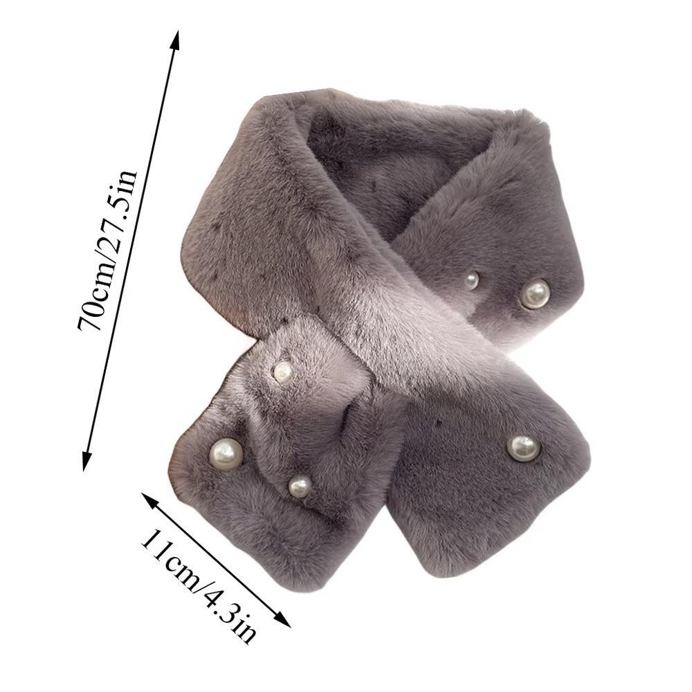 Thickened Plush Neckerchief Warm Cross Neck Scarf Fashion Faux Rabbit Fur Scarf Women
