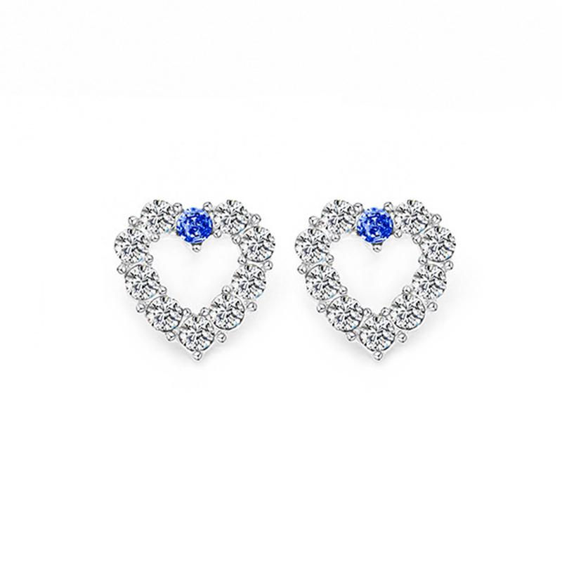 Серьги-гвоздики Anting из корейского серебра, блестящие женские серьги-гвоздики в форме сердца, ювелирные изделия в подарок