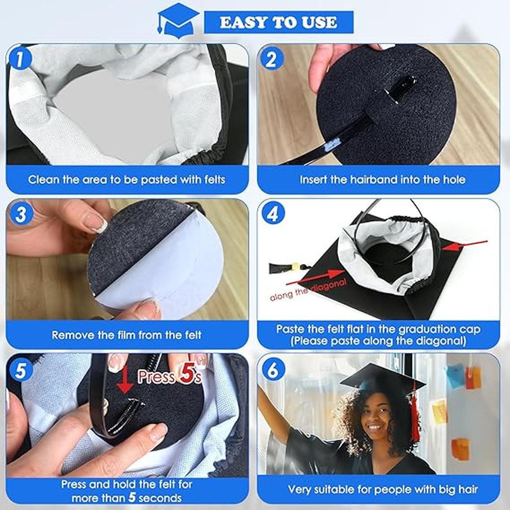 Graduation Cap Headband Grad Cap Headband Firm Anti-Fall Hairband For Graduation Cap Hat Accessories
