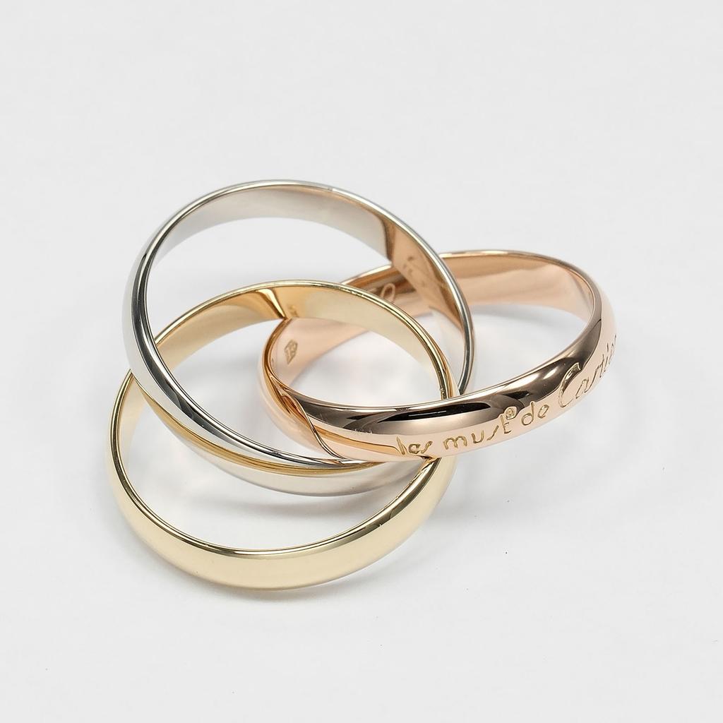 CARTIER Trinity Ring 0.1" band K18 Gold (YGxPGxWG) #4.3(US Size) 6.66g Women Used