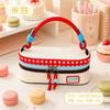 Cute Cartoon Large Capacity Contrast Color Plaid Pencil Case Dopamine Student Stationery Bag