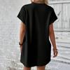 Женское платье с круглым вырезом, короткими рукавами, боковыми карманами, свободное однотонное платье длиной выше колена, рукав «летучая мышь»