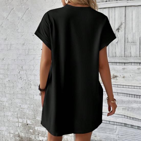 Женское платье с круглым вырезом, короткими рукавами, боковыми карманами, свободное однотонное платье длиной выше колена, рукав «летучая мышь»