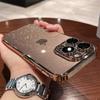 Роскошный прозрачный блестящий чехол для телефона iPhone 11 12 13 14 15 16 Pro Max Plus, гальванизированный бампер, прозрачная противоударная задняя крышка
