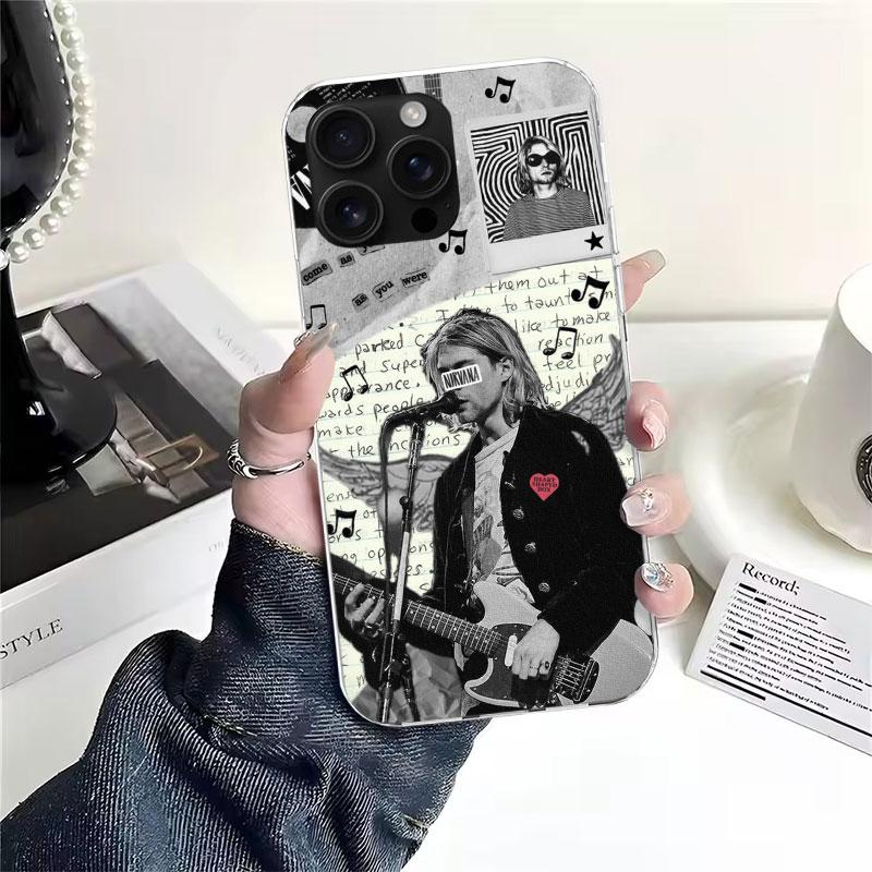 Ретро-певец Курт Кобейн Мягкий чехол для телефона Для IPhone 18 11 17 Air 16E 16 Pro Max 15 + 14 Plus 13 Mini 12 Apple 7 SE 8 Fundas Coque 1