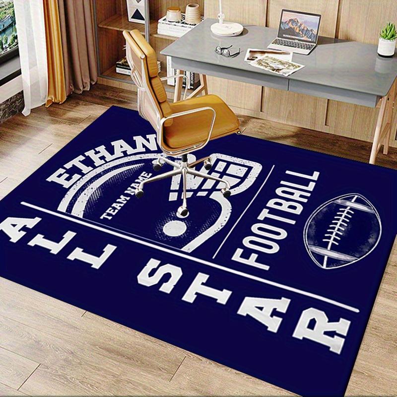 Office Carpet Ethan All Star Football Team Name Helmet & Ball Design Sofa Rug, Chair Mat for Protectiona092