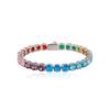 Rainbow Gradient Tennis Chain Brass Prong Setting Multi Color Cubic Zircon Hip Hop Unisex 3mm&6mm Stackable Bracelet