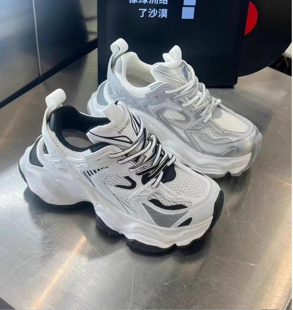 Мода 2024 года, трендовые массивные кроссовки для женщин на платформе 5 см, кроссовки для бега, корейские уличные белые повседневные кроссовки для женщин, массивные кроссовки для женщин