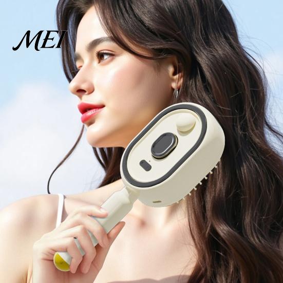 Curly Hair Detangler Electric Spray Air Cushion Massage Comb, Rechargeable Steam Brush Hydrating with Water Mist, Self-Cleaning Anti-Tangle Anti-Frizz
