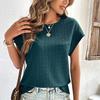 Женская летняя футболка с коротким рукавом, круглым вырезом, однотонная, жаккардовая клетка, пуловер, топ