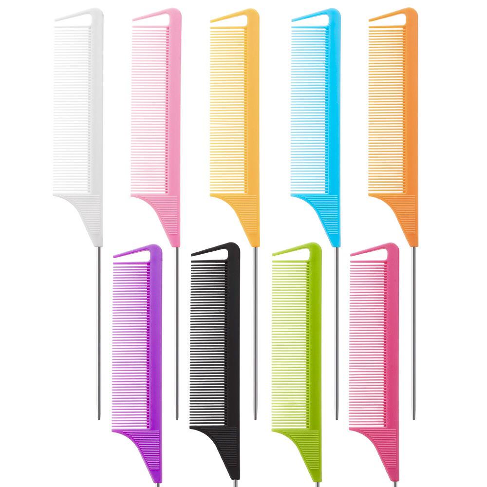 Расческа с металлической иглой и хвостиком для укладки и окрашивания волос