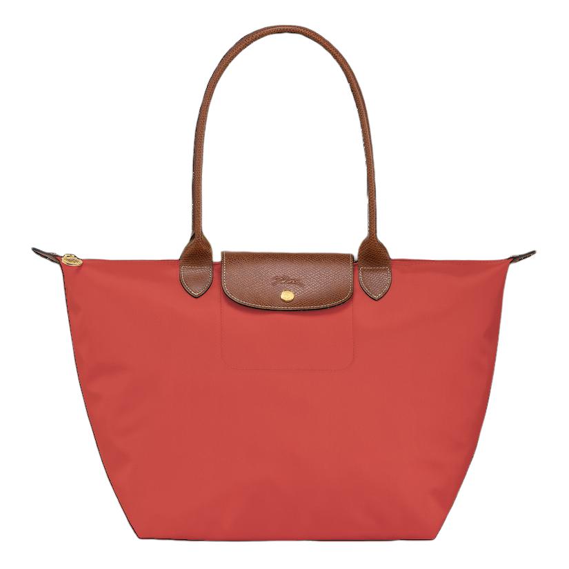 Longchamp Застежка-кнопка Логотип бренда Нейлоновая сумка-тоут Женские сумки-тоут Томатно-красная L1899089P94