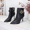 Brand Ladies Shoes Ankle Women's Boots Sexy Modern Boots Women Belt Buckle Pointed Toe Side Zip Thin High Heel Shoes Women
