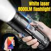 3000LM Super Bright White Laser Flashlight Type-C Rechargeable Small Handheld LED Spotlight for Outdoor Emergency Camping